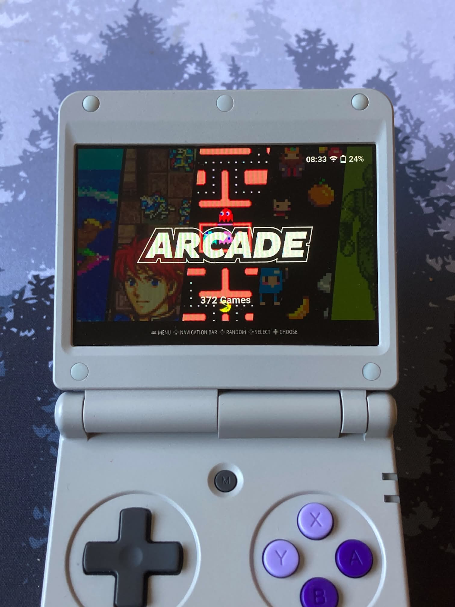 Consola retrogaming ANBERNIC RG 34XXSP: pantalla de juegos arcade