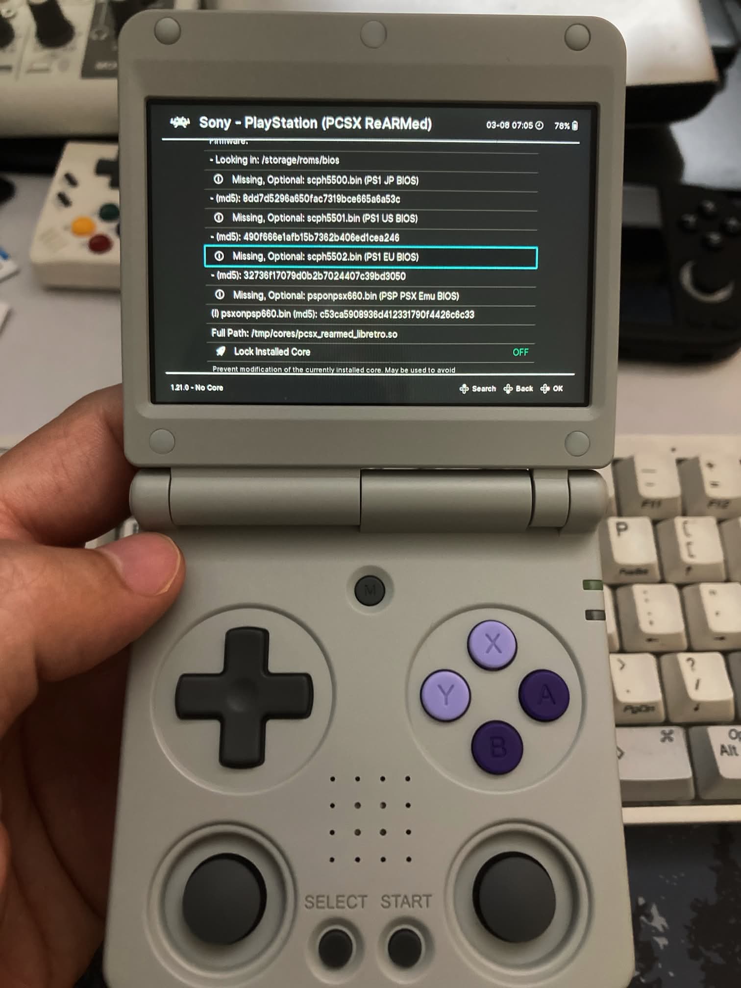 ANBERNIC RG 34XXSP: falta un core de PS1