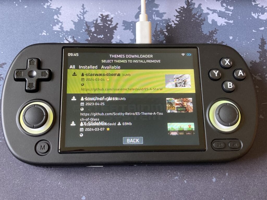Anbernic RG40XX H: SO Knulli opciones de menu principal: descarga de temas