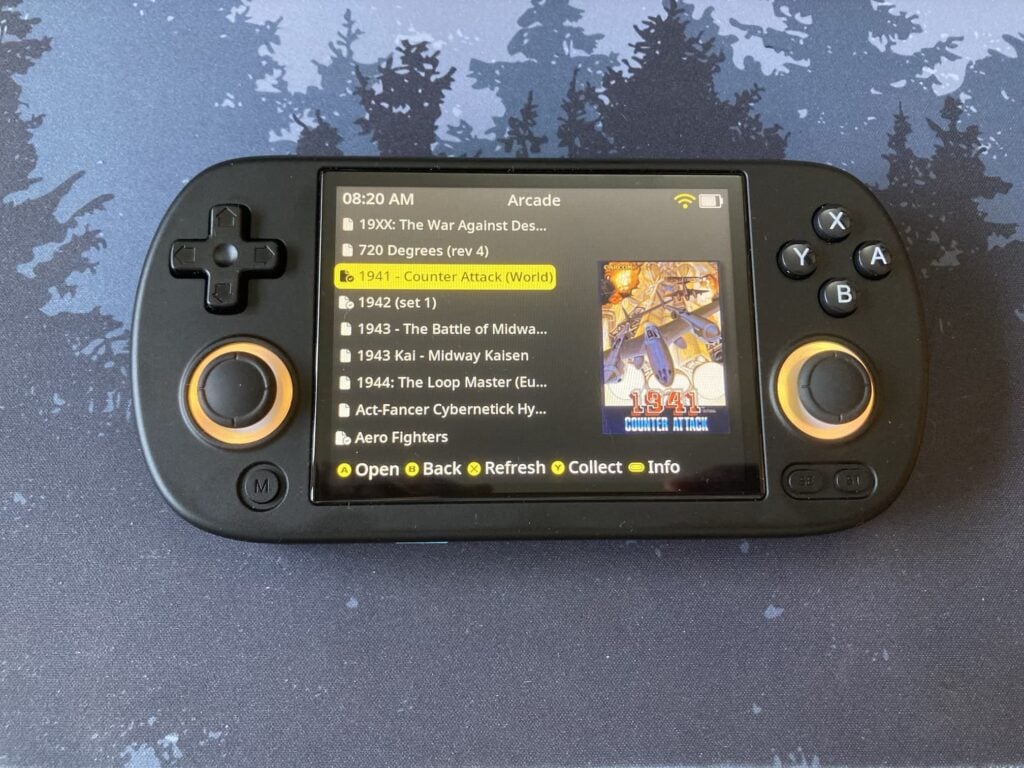 Anbernic RG40XX H: SO muOS presentación visual de los videojuegos.