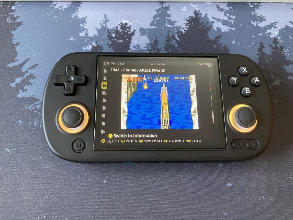 Anbernic RG40XX H: SO muOS presentación visual de los videojuegos.