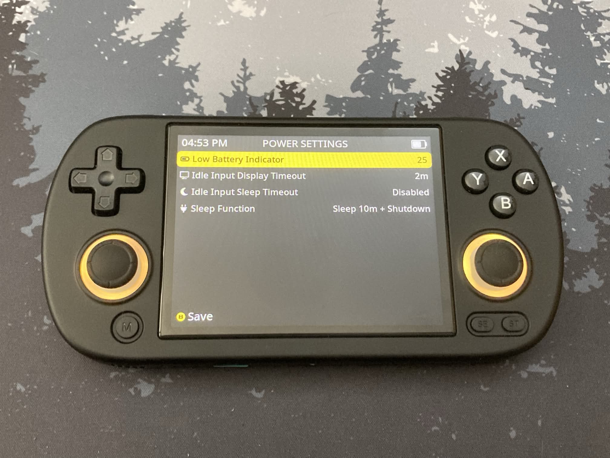 Anbernic RG40XX H: SO muOS con funciones de apagado y gestión de la batería