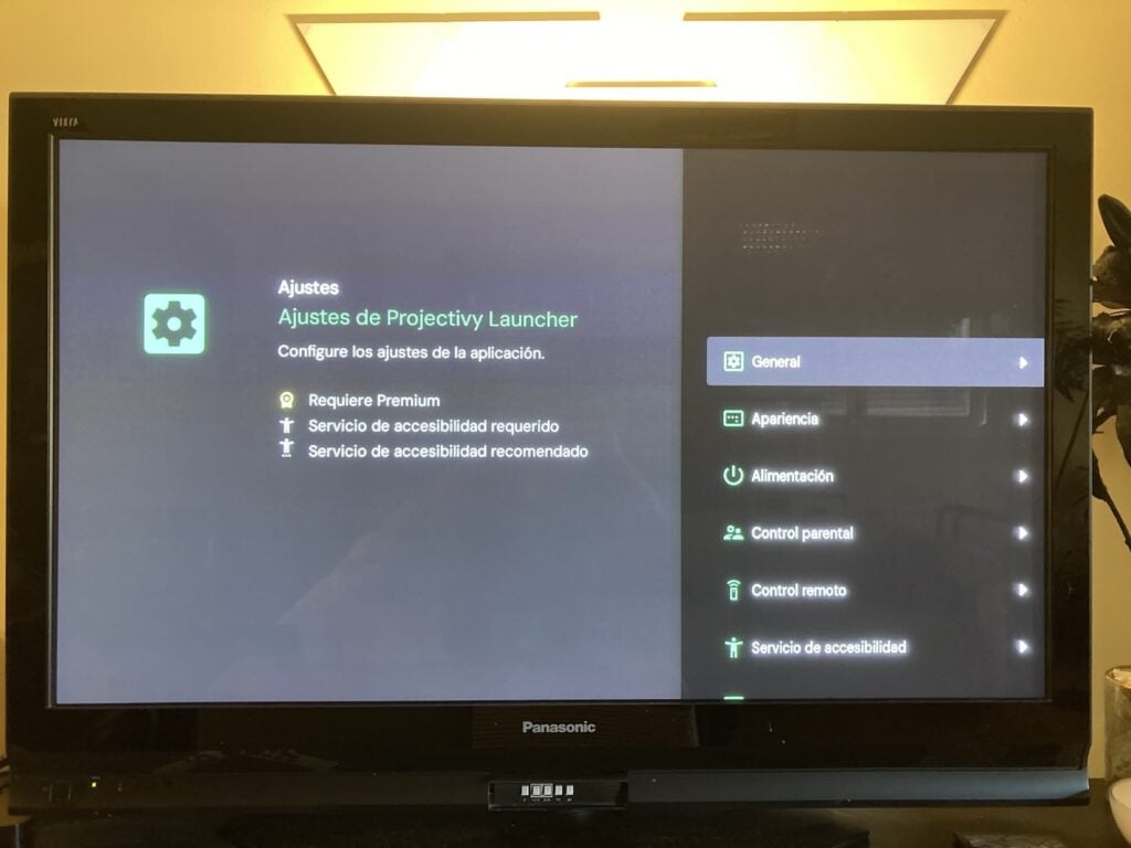 ajustes de Projectivy Launcher