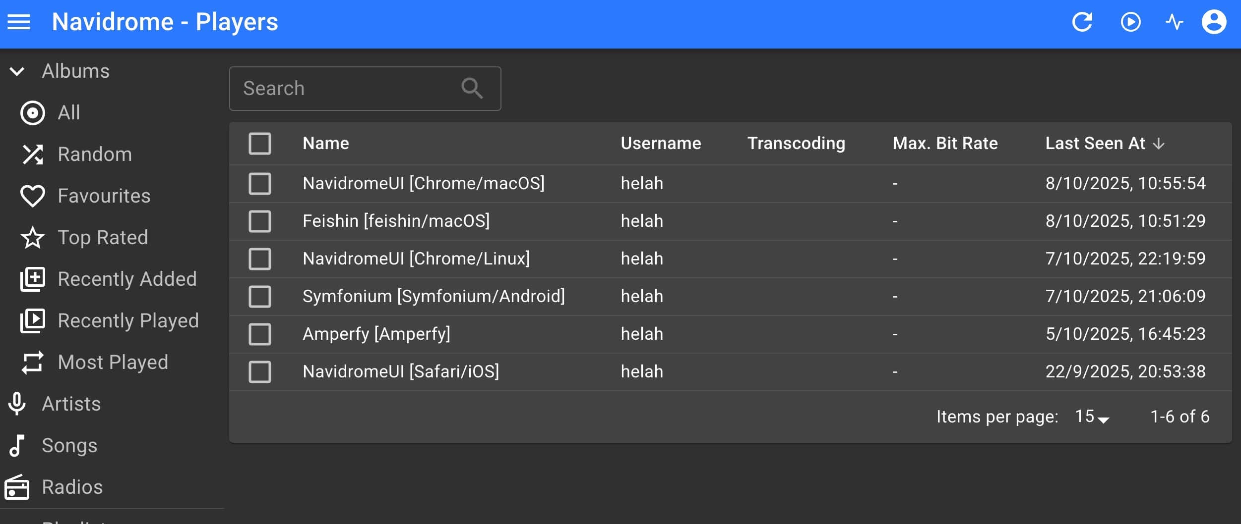 Clientes de Navidrome que he usado en diferentes sistemas operativos.