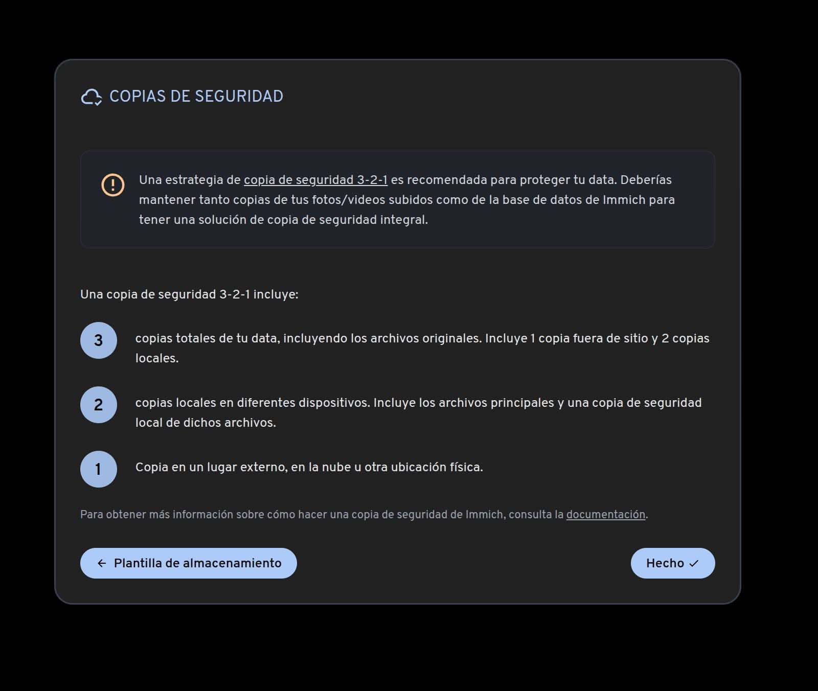 Copias de seguridad de Immich: consejos
