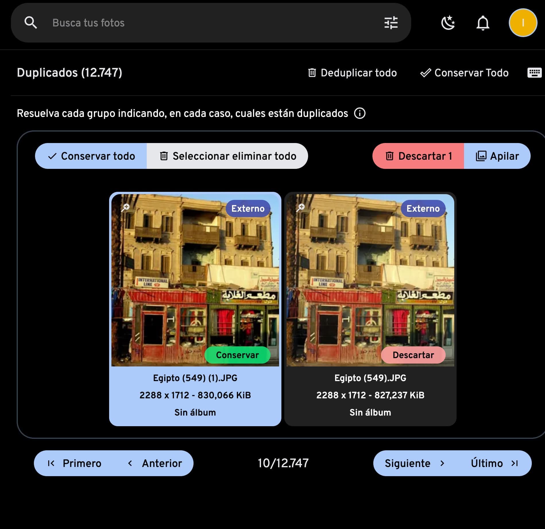 Gestión de duplicados en Immich