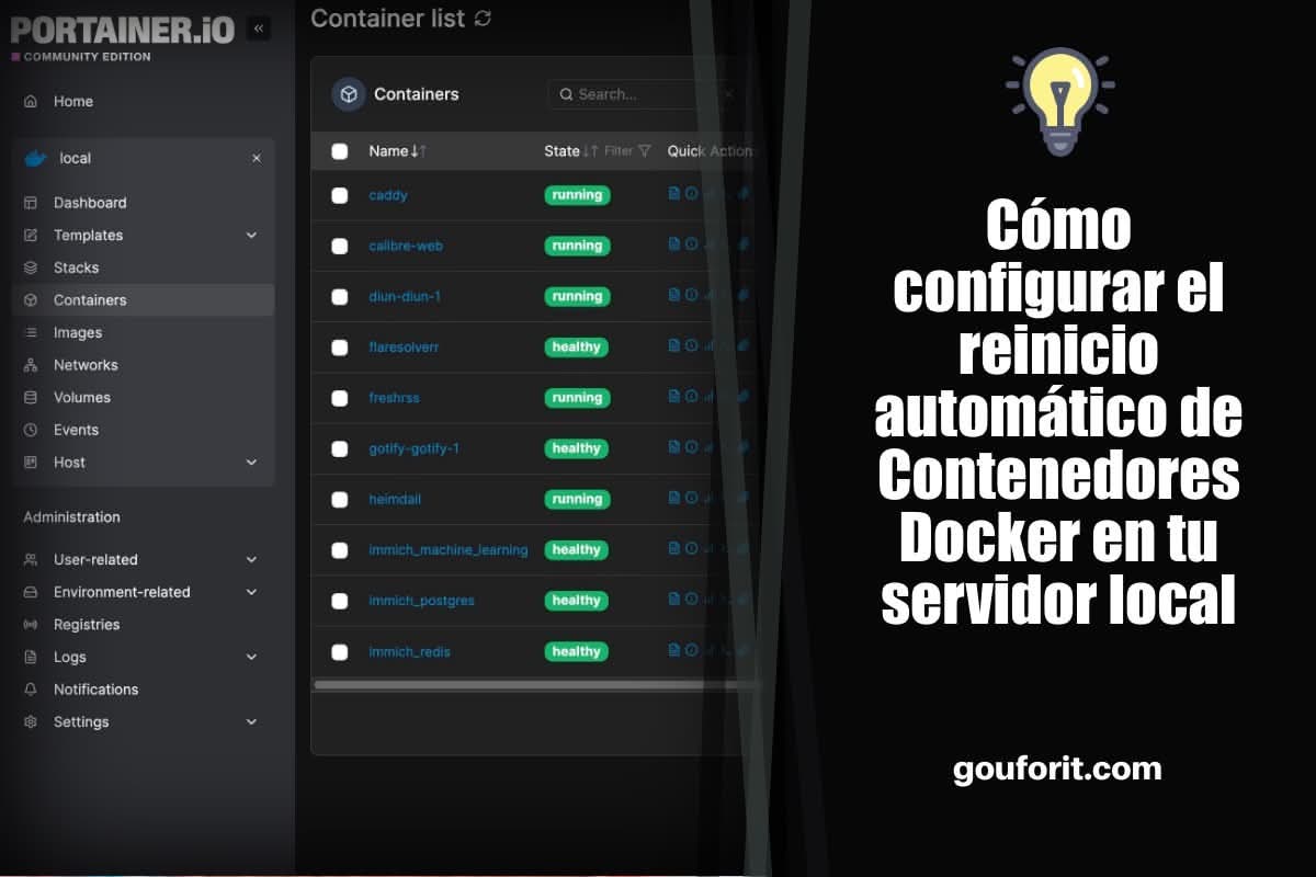 Cómo configurar el reinicio automático de Contenedores Docker en tu servidor local