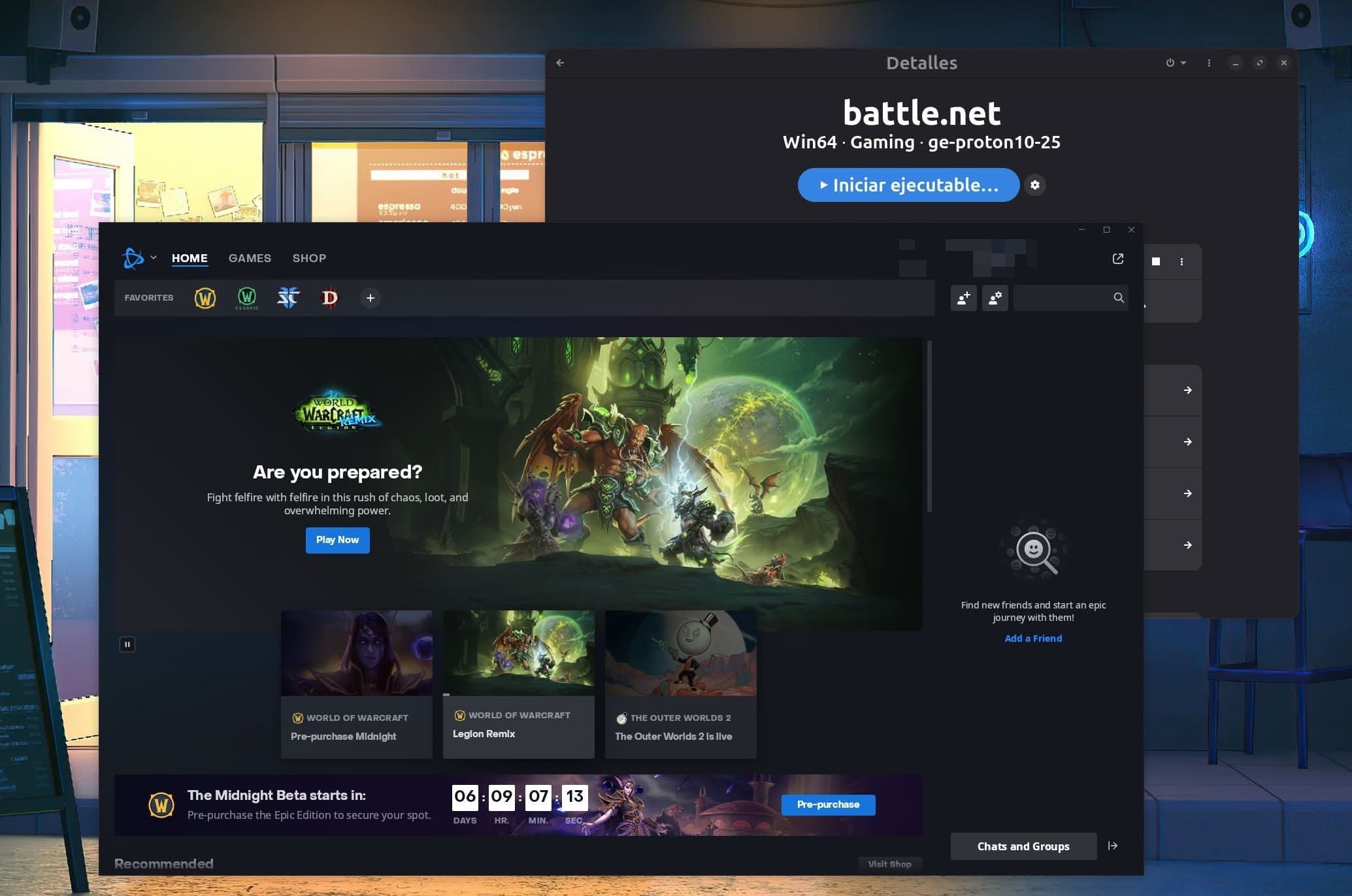 Battle.net en Linux mint con Bottles.