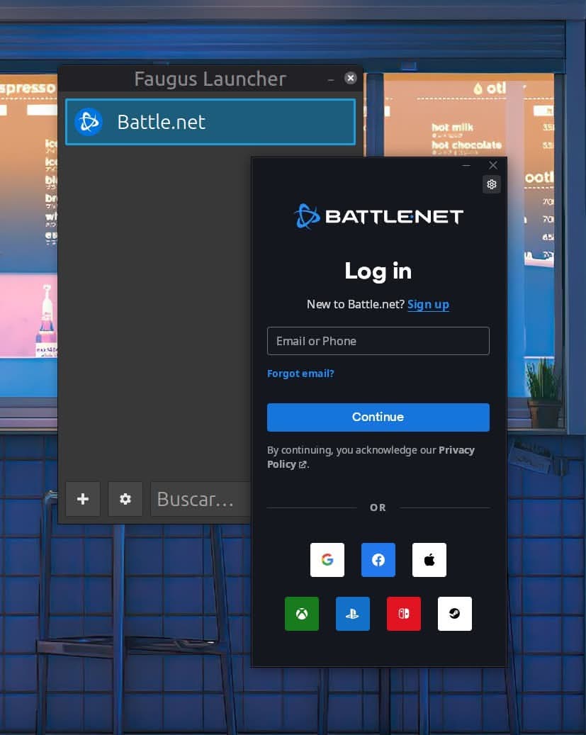 Faugus e instalación de Battle.net: login