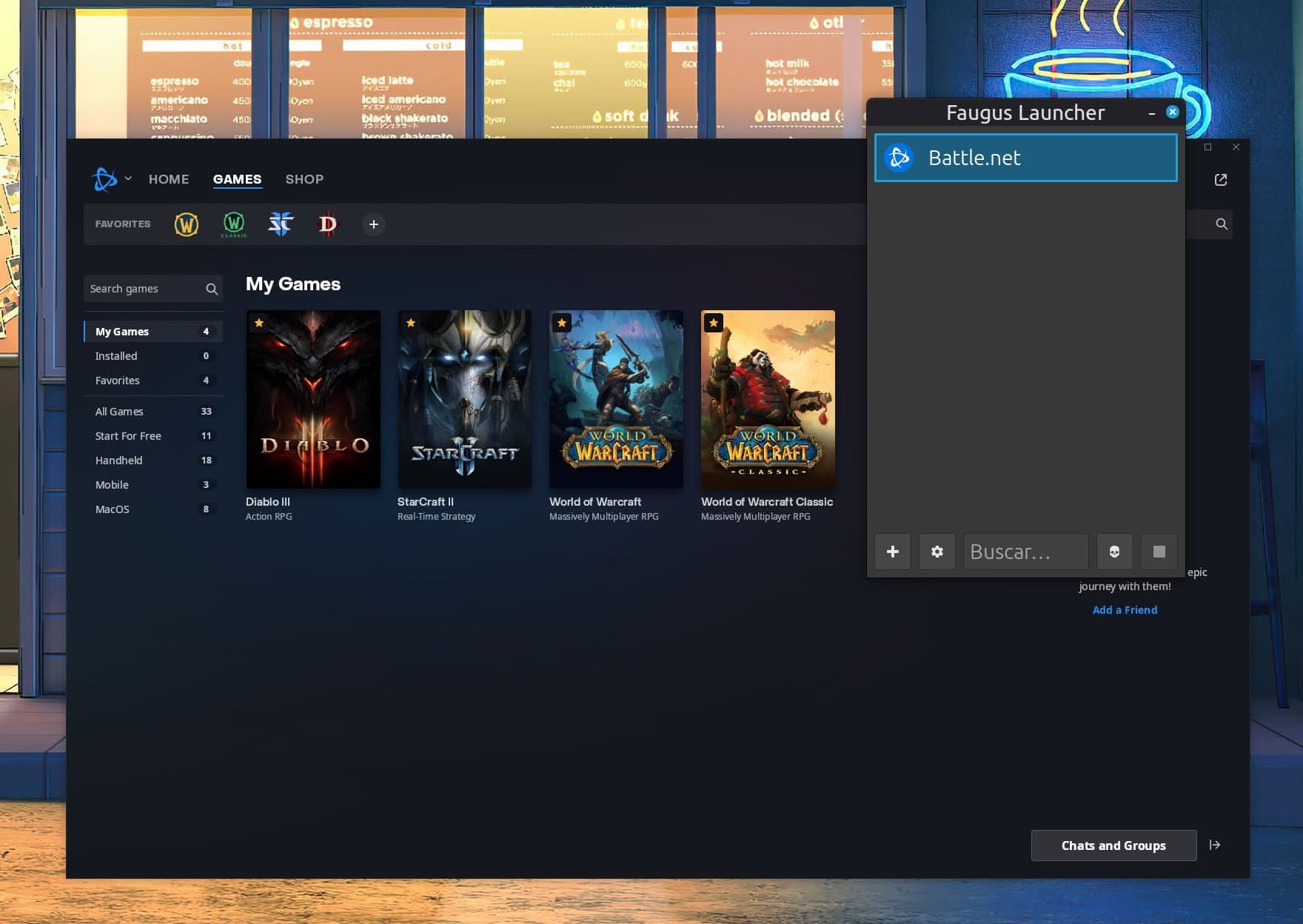 Faugus e instalación de Battle.net: tu biblioteca de juegos.