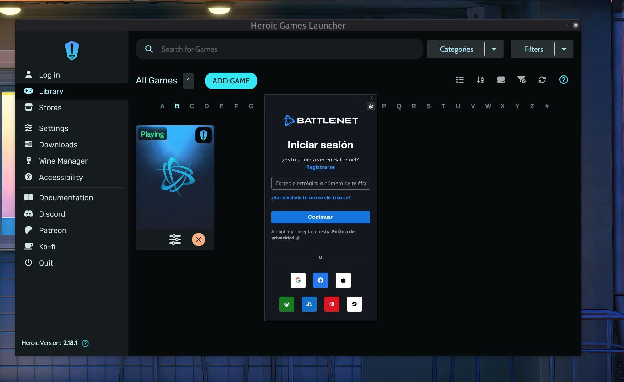 Iniciamos sesión en Battle.net con Heroic