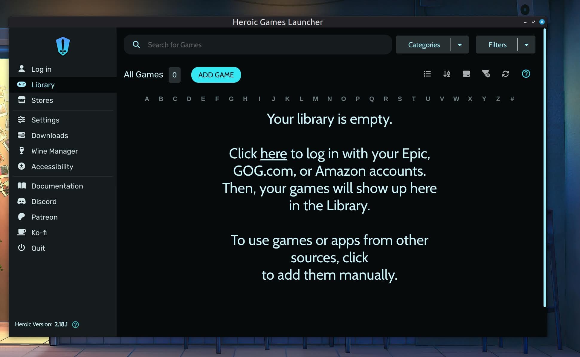 Heroic Interfaz: Tenemos que buscar juegos que instalar.