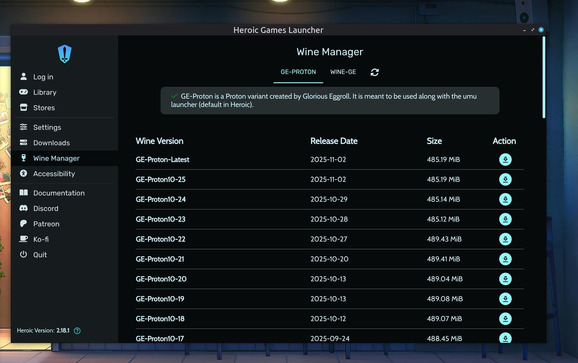 Elegimos GE-Proton-Latest en Heroic para que funcione bien Battle.net