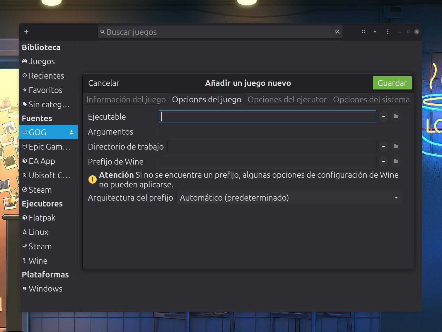 Instalamos el juego localmente en Lutris