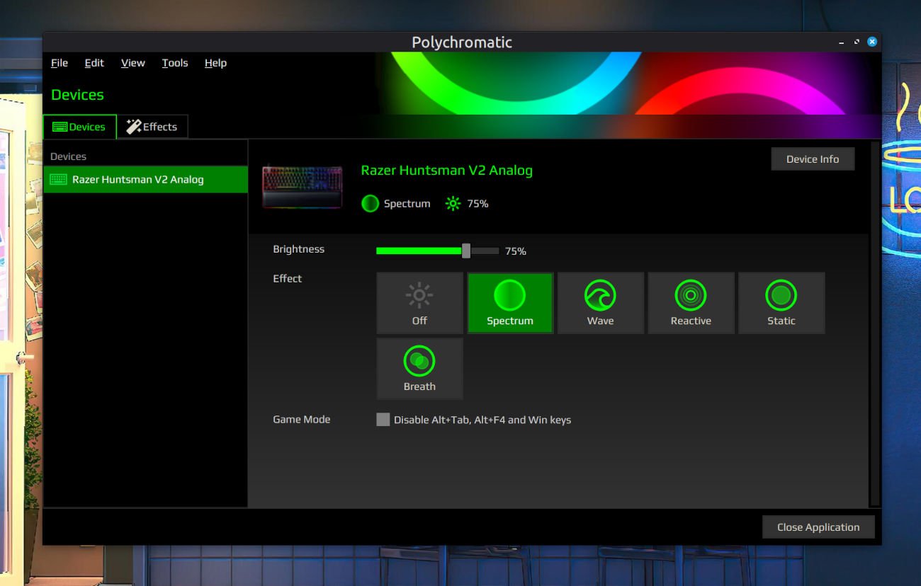 Polycromatic en Linux Mint para configurar RGB teclado gaming Corsair.