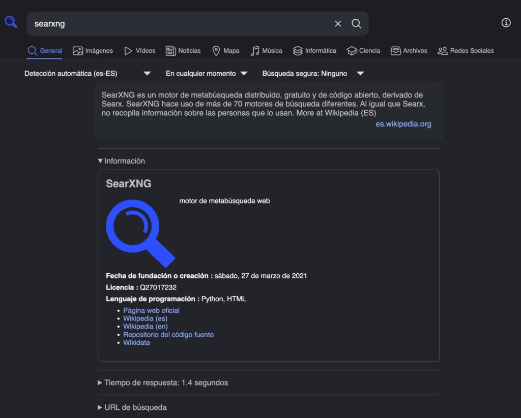 SearXNG es un motor de metabúsqueda