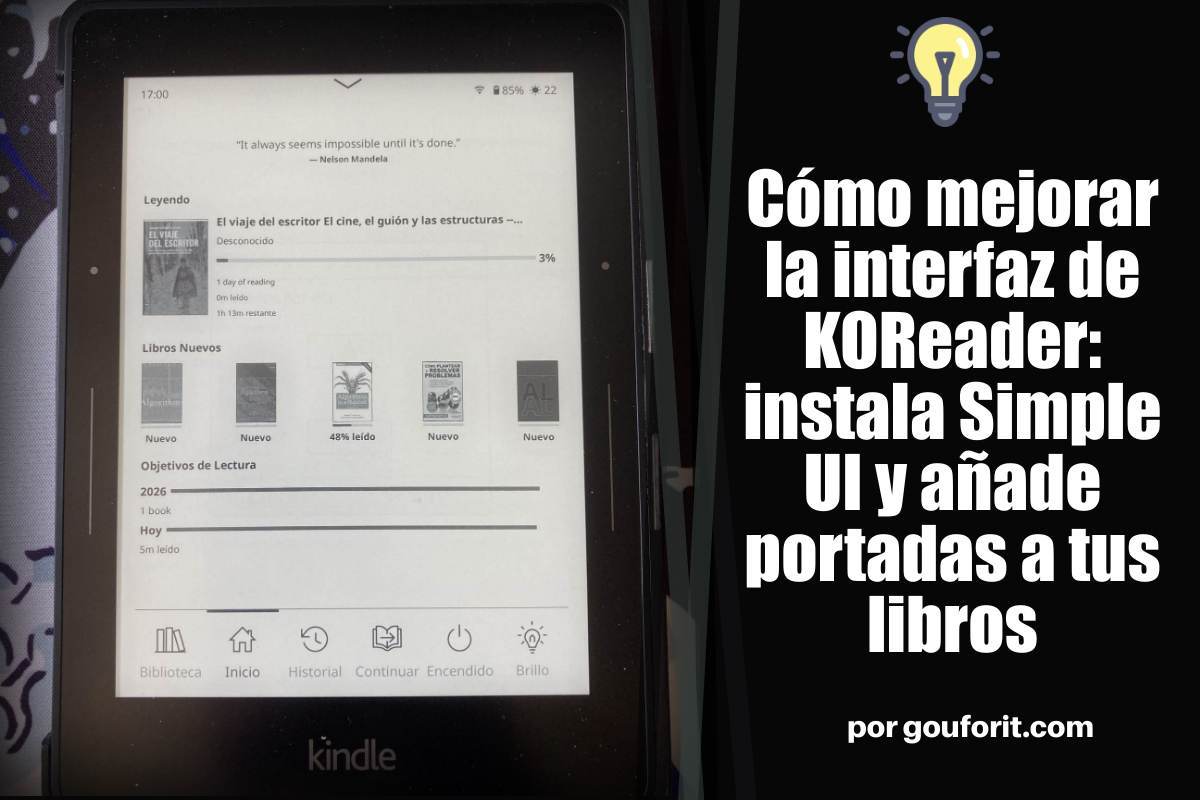 Cómo mejorar la interfaz de KOReader: instala Simple UI y añade portadas a tus libros